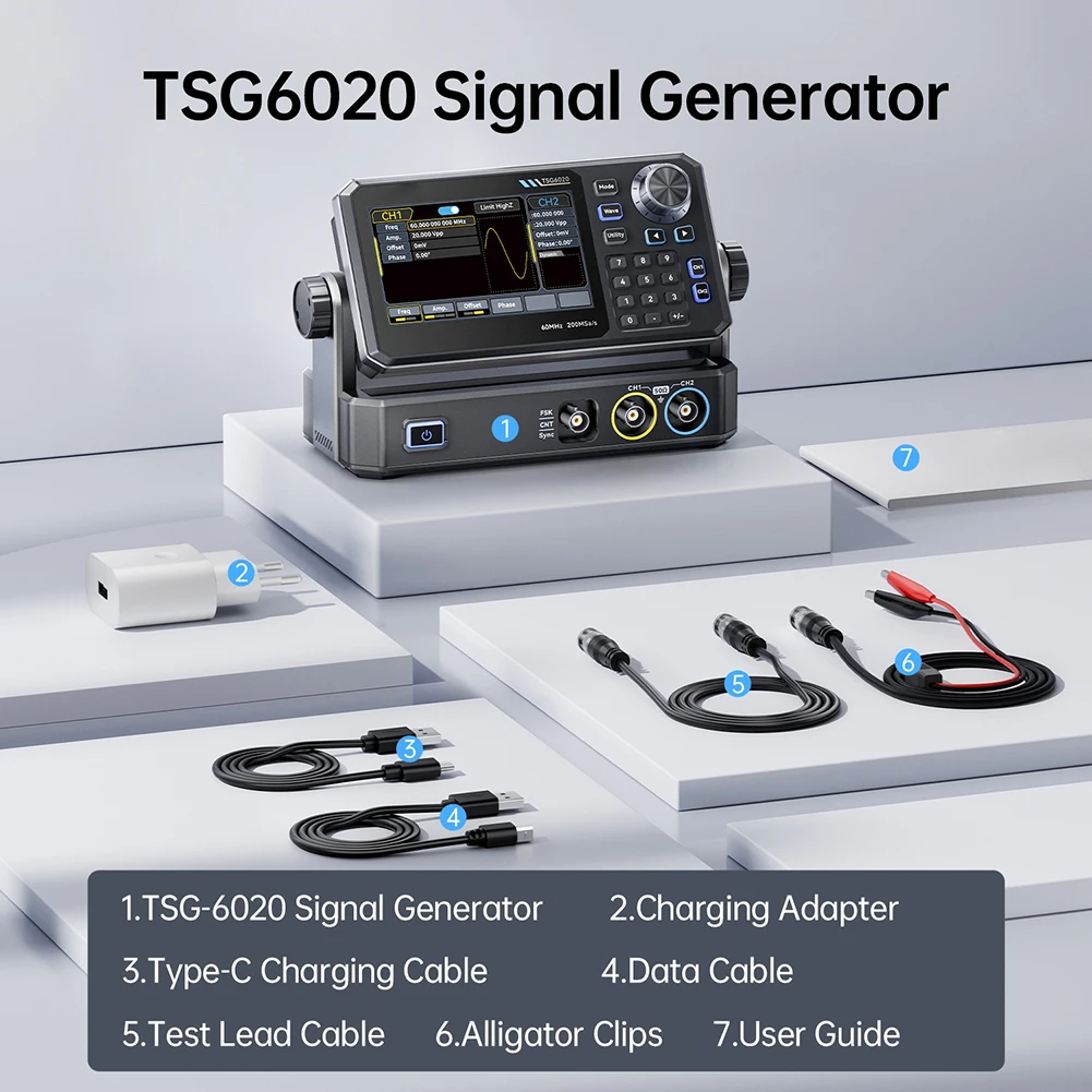 TSG6020 60MHz Dual Channel Fun - Dual Channel Arbitrary Waveform Function Generator 60Mhz recension och pris