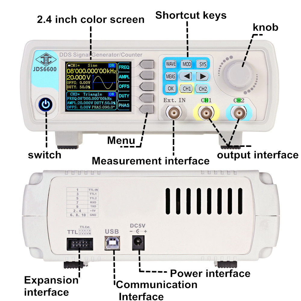 JDS6600 15/30/40/50/60MHz DDS  - Dual Channel Arbitrary Waveform Function Generator 60Mhz recension och pris