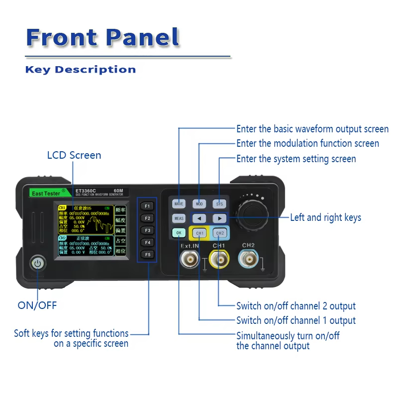 East Tester ET3320/40/60C Mini - Dual Channel Arbitrary Waveform Function Generator 60Mhz recension och pris