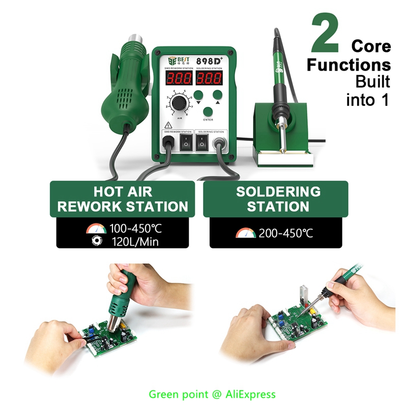 BST-898D+ LED Display 2 in 1 I - Smd Rework Station Hot Air Soldering 2 In 1 recension och pris