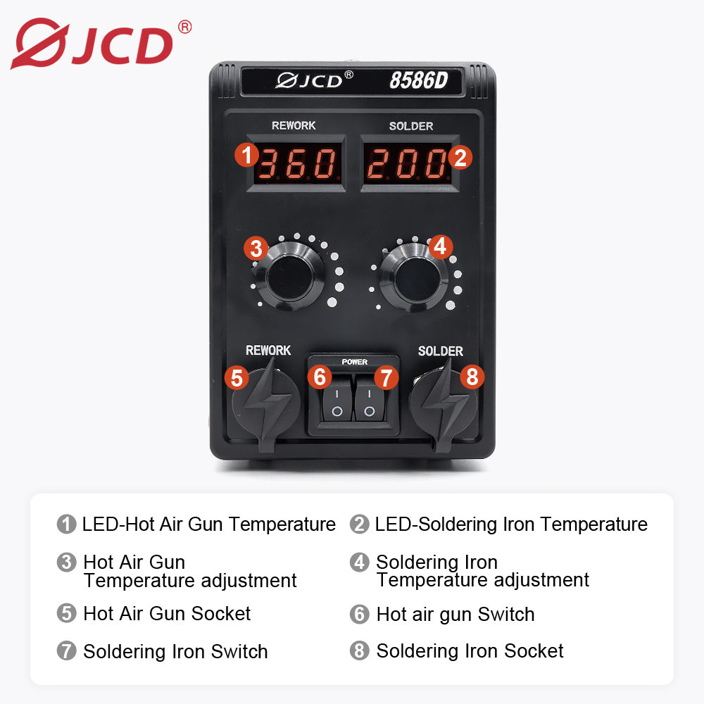JCD 8586D 2-in-1 Soldering Sta - Smd Rework Station Hot Air Soldering 2 In 1 recension och pris