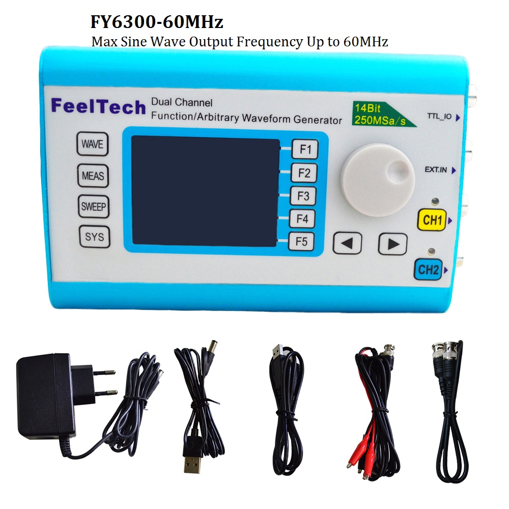 FY6300 Function Arbitrary Wave - Dual Channel Arbitrary Waveform Function Generator 60Mhz recension och pris