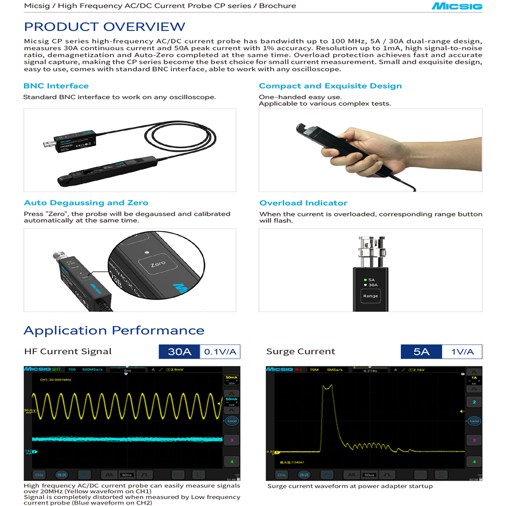 Micsig CP1003B CP503B High Fre - Current Probe Ac Dc 50Mhz Oscilloscope recension och pris