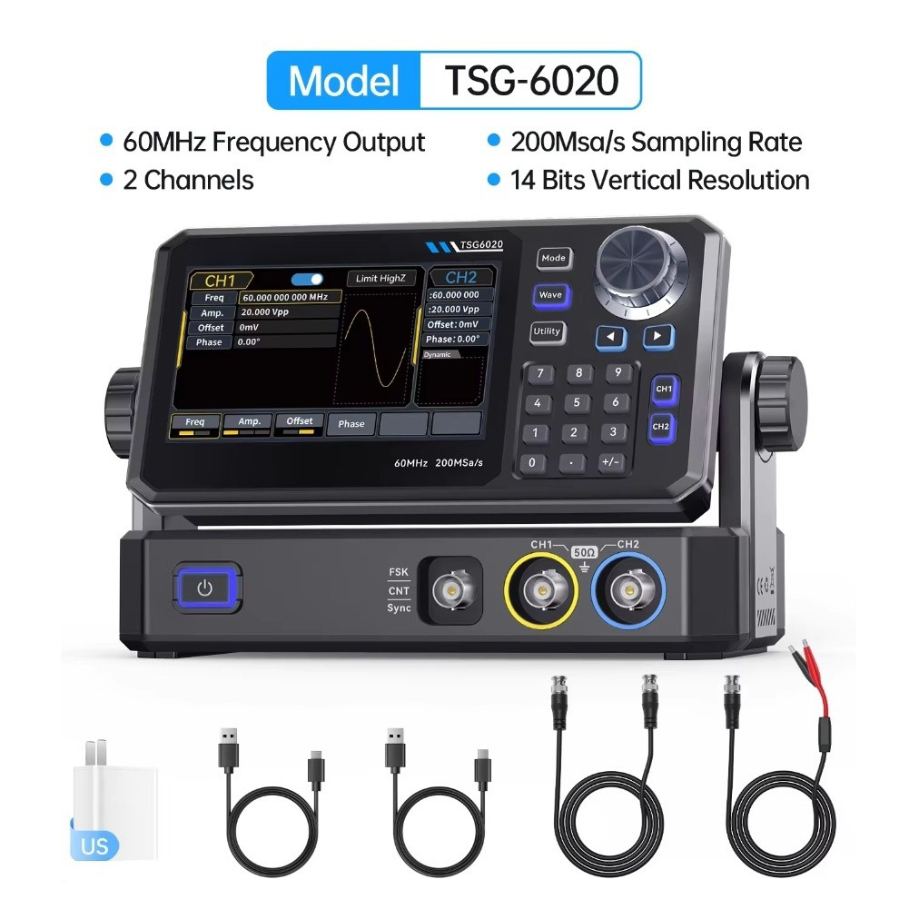 TSG6020 60MHz Dual Channel Fun - Dual Channel Arbitrary Waveform Function Generator 60Mhz recension och pris