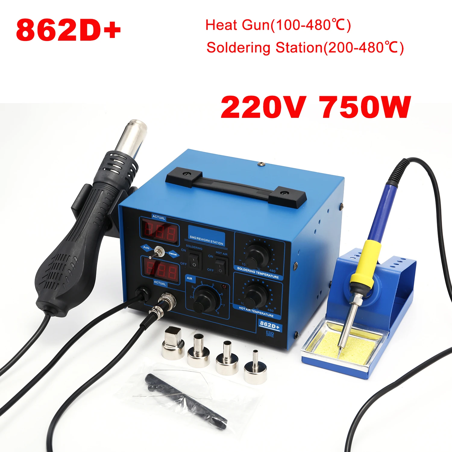 862D+ Soldering Station 2 In 1 - Smd Rework Station Hot Air Soldering 2 In 1 recension och pris